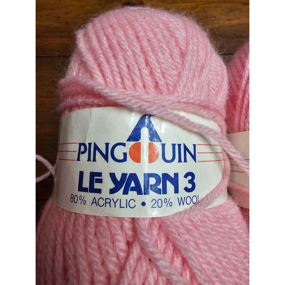 Pingouin Le Yarn 3 Pink Acrylic Wool Blend Knitting Crochet Yarn 2 Skeins France - Picture 3 of 4